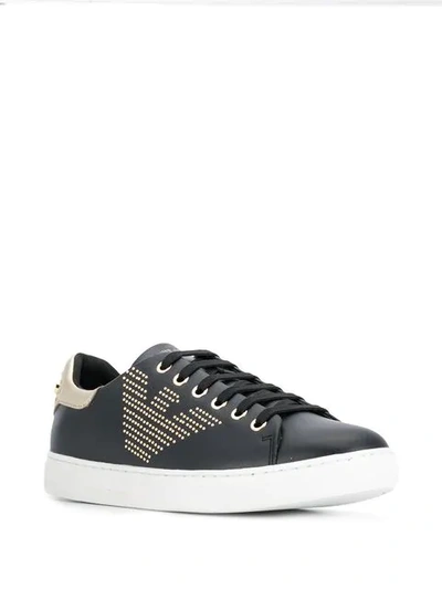 Shop Emporio Armani Studded Logo Sneakers In Black