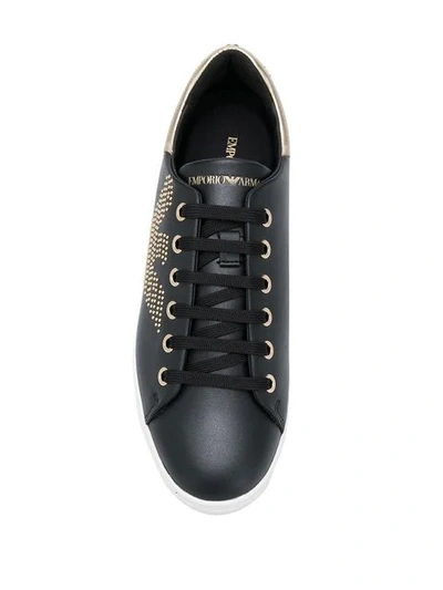 Shop Emporio Armani Studded Logo Sneakers In Black