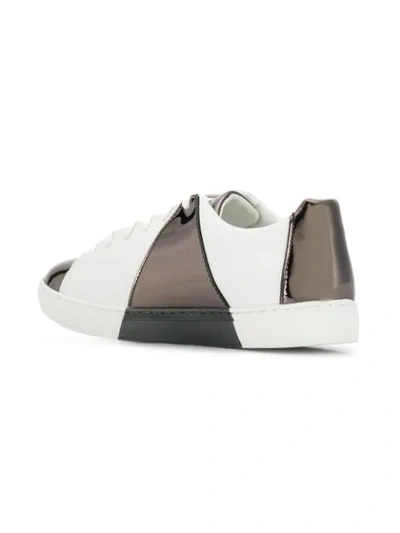 Shop Emporio Armani Classic Sneakers With Mirror Panels In White