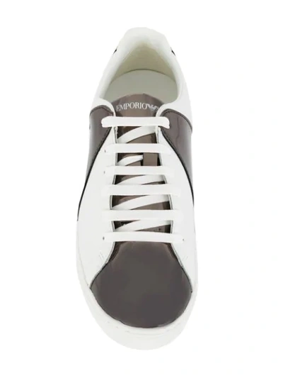 EMPORIO ARMANI CLASSIC SNEAKERS WITH MIRROR PANELS - 白色