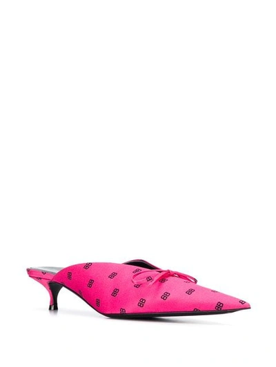Shop Balenciaga Knife Mules In 5467 Neon Pink Black