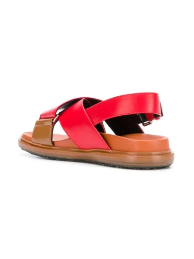 Shop Marni Crisscross Sandals In Red
