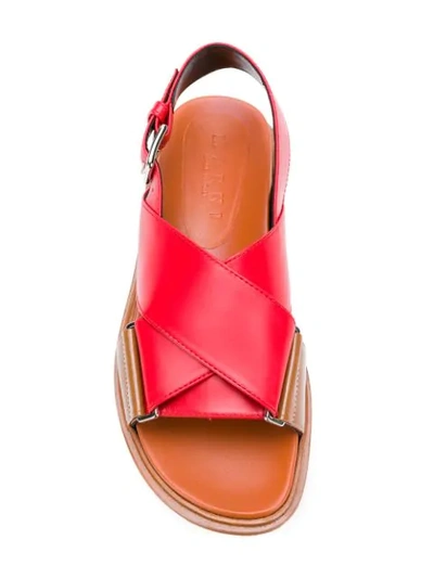 Shop Marni Crisscross Sandals In Red