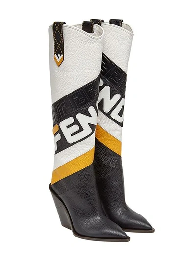 Shop Fendi Mania Pointed Toe Cowboy Boots In Black