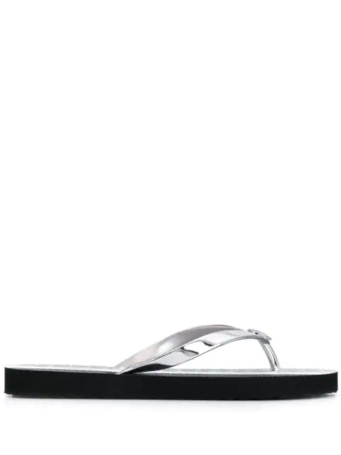 Michael Kors Logo Flip Flops In Silver 