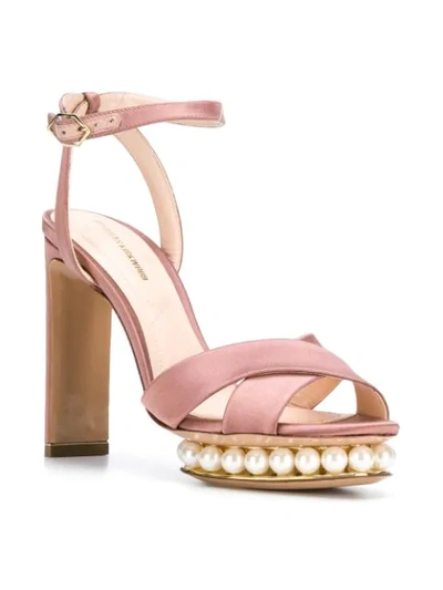 Shop Nicholas Kirkwood Casati Pearl Platform Sandals In P33 Coffe - Light Gold