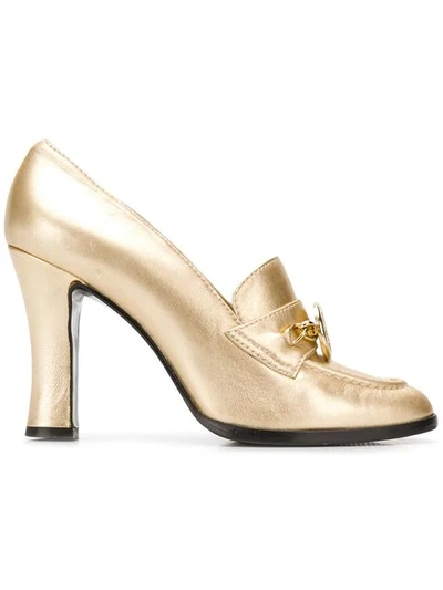 Pre-owned Versace Metallic Loafer Pumps In Gold