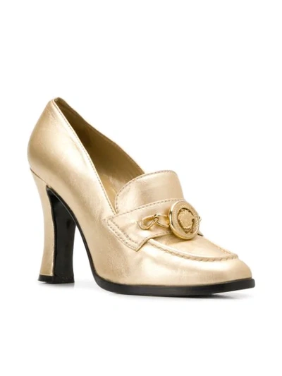 Pre-owned Versace Metallic Loafer Pumps In Gold