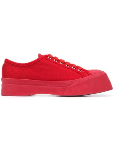 Shop Marni Platform Sneakers In Red