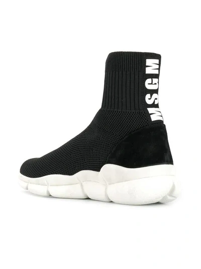 Shop Msgm Ankle Sock Sneakers In 99