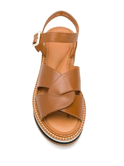 Shop Clergerie Platform Buckle Sandals In Brown