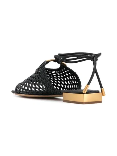 Shop Ferragamo Woven Gancio Sandals In Black