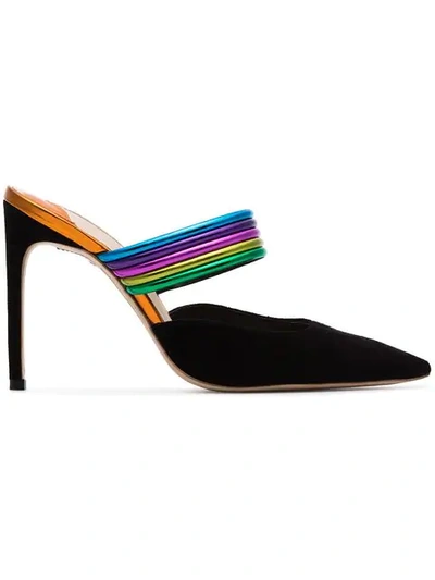 Shop Sophia Webster Black Joy 100 Rainbow Strap Suede Pumps