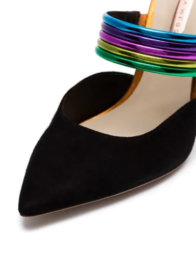 Shop Sophia Webster Black Joy 100 Rainbow Strap Suede Pumps