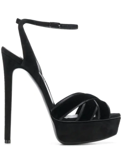 Shop Casadei Crossover Strap Sandals In Black