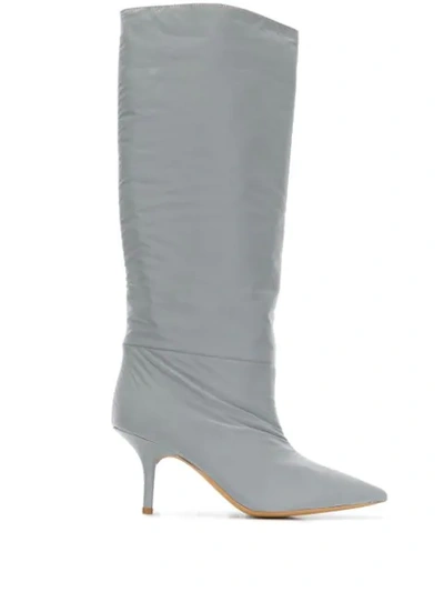Shop Yeezy Reflective Tubular Boots In Grey