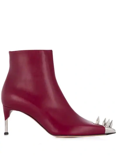 Shop Alexander Mcqueen Spike Stud Ankle Boots In Red