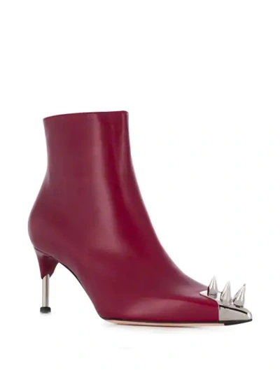 Shop Alexander Mcqueen Spike Stud Ankle Boots In Red