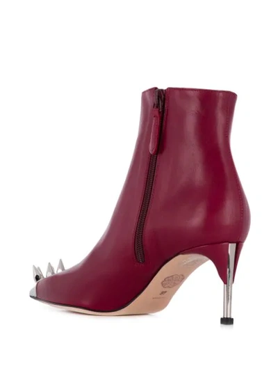 ALEXANDER MCQUEEN SPIKE STUD ANKLE BOOTS - 红色