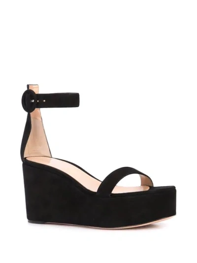 Shop Gianvito Rossi Platform Wedge Sandals In Black