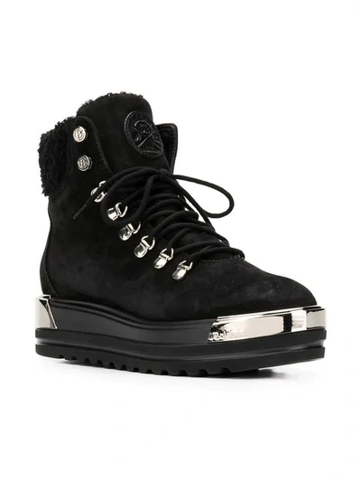 Shop Baldinini Lace-up Flatform Boots In Black