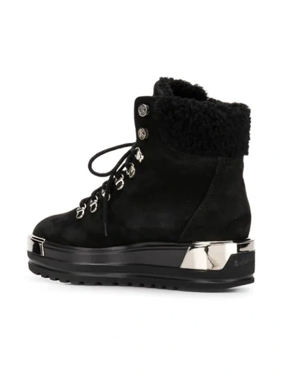 Shop Baldinini Lace-up Flatform Boots In Black