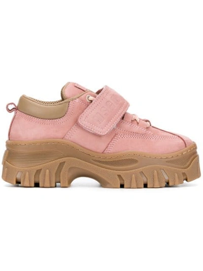 Shop Msgm Logo Strap Sneakers In Pink