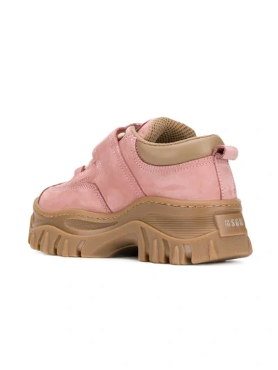 Shop Msgm Logo Strap Sneakers In Pink