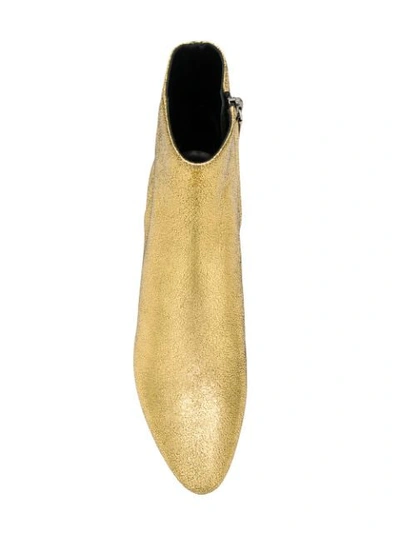 SAINT LAURENT 皱褶纹理及踝靴 - 金色