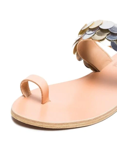 Shop Ancient Greek Sandals Silver Thraki Sequin Leather Sandals In Metallic