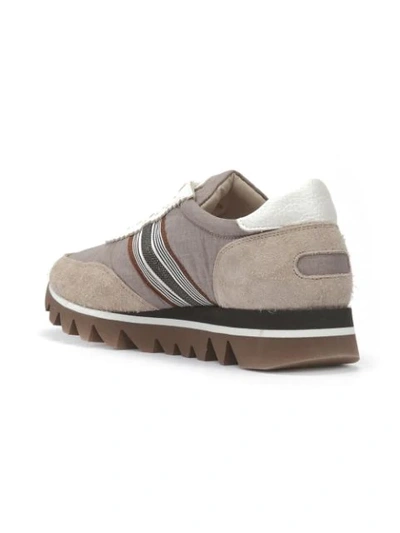 Shop Brunello Cucinelli Side Stripe Sneakers In Grey