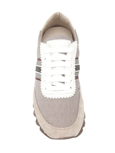 Shop Brunello Cucinelli Side Stripe Sneakers In Grey