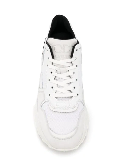 Shop Tod's Flatform Lace-up Sneakers In White