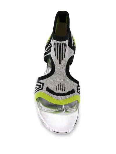 Shop Prada Sock Ankle Sandals In Silver ,green