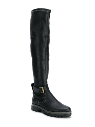 Shop See By Chloé Over-the-knee Flat Boots - Black