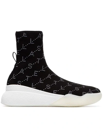 Shop Stella Mccartney Loop Logo Embellished Sock Sneakers In Black