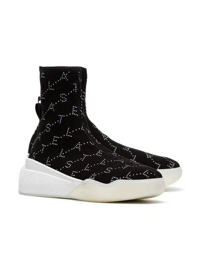 Shop Stella Mccartney Loop Logo Embellished Sock Sneakers In Black