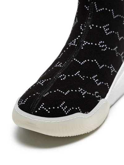 STELLA MCCARTNEY 环形LOGO镶嵌针织袜式运动鞋 - 黑色