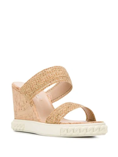 Shop Casadei Slip-on Wedge Sandals In Neutrals