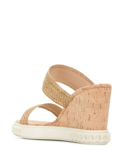 Shop Casadei Slip-on Wedge Sandals In Neutrals