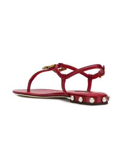 Shop Dolce & Gabbana Logo Flat Sandals In Red