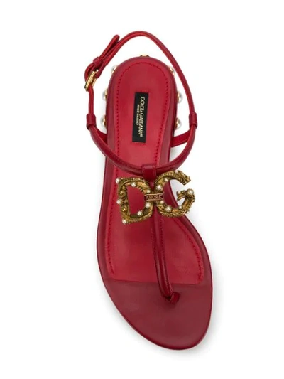 Shop Dolce & Gabbana Logo Flat Sandals In Red