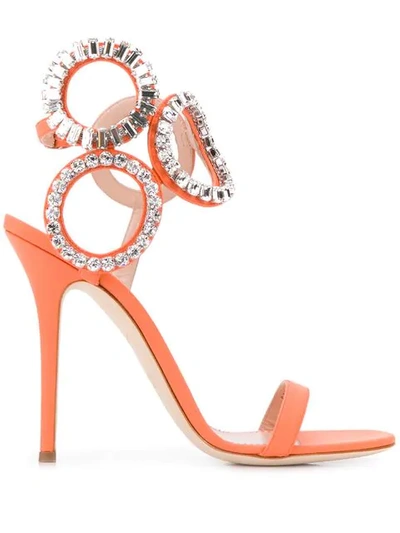 Shop Giuseppe Zanotti Kassie Crystal Sandals In Orange
