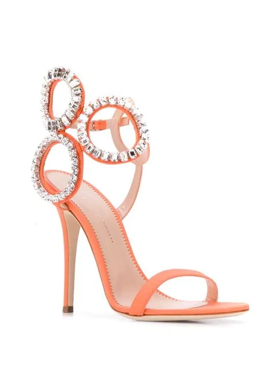 Shop Giuseppe Zanotti Kassie Crystal Sandals In Orange