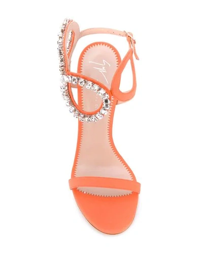 Shop Giuseppe Zanotti Kassie Crystal Sandals In Orange