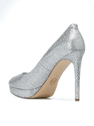 Shop Michael Kors Peep Toe Pumps In Metallic