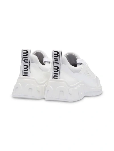 Shop Miu Miu Miu Run Sneakers In White