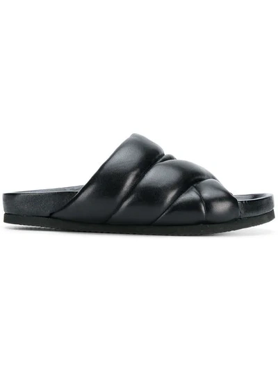 Shop Nicholas Kirkwood Puffer Pool Slides In Black