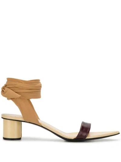 Shop Jil Sander Wrap Tie Sandals - Brown