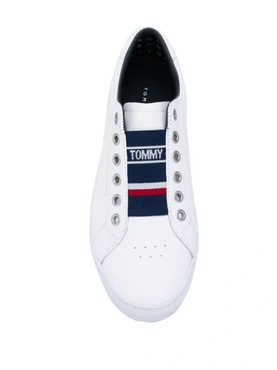 Shop Tommy Hilfiger Logo Strap Sneakers In White